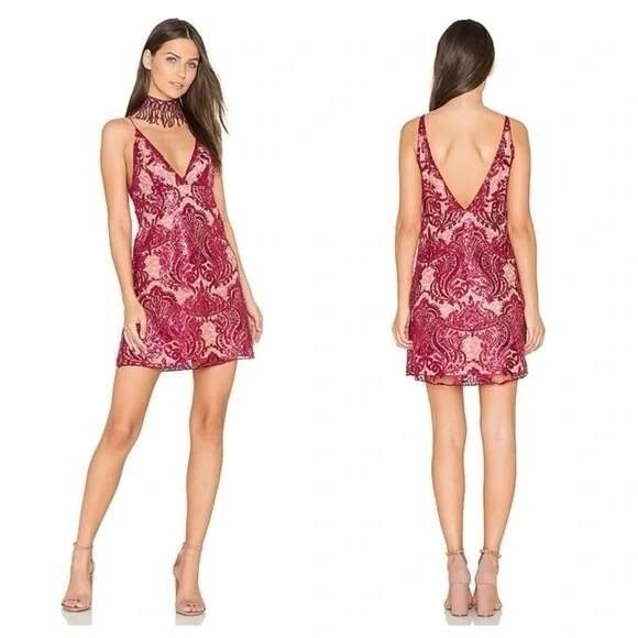 Free People Dresses & Skirts - Free People Mini Dress Sequin Night Shimmer V-Neck Party Cocktail Club Size 2
